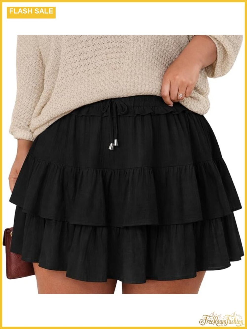 Plus Size Mini Skort with Built-In Shorts Ruffle Ruffle Hem